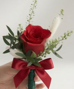 Boutonniere & Corsage Set Classic Red Rose - Image 2