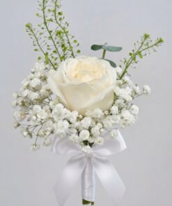 Boutonniere & Corsage Set Pure White Rose - Image 2