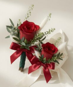 Boutonniere & Corsage Set Classic Red Rose