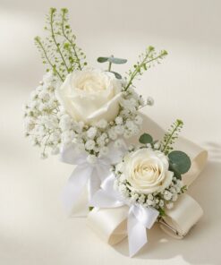 Boutonniere & Corsage Set Pure White Rose
