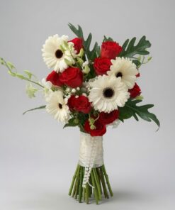 Bridal Hand Bouquet Red Rose & White Gerbera