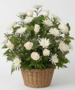 Condolences Funeral Basket Rose & Chrysanthemum