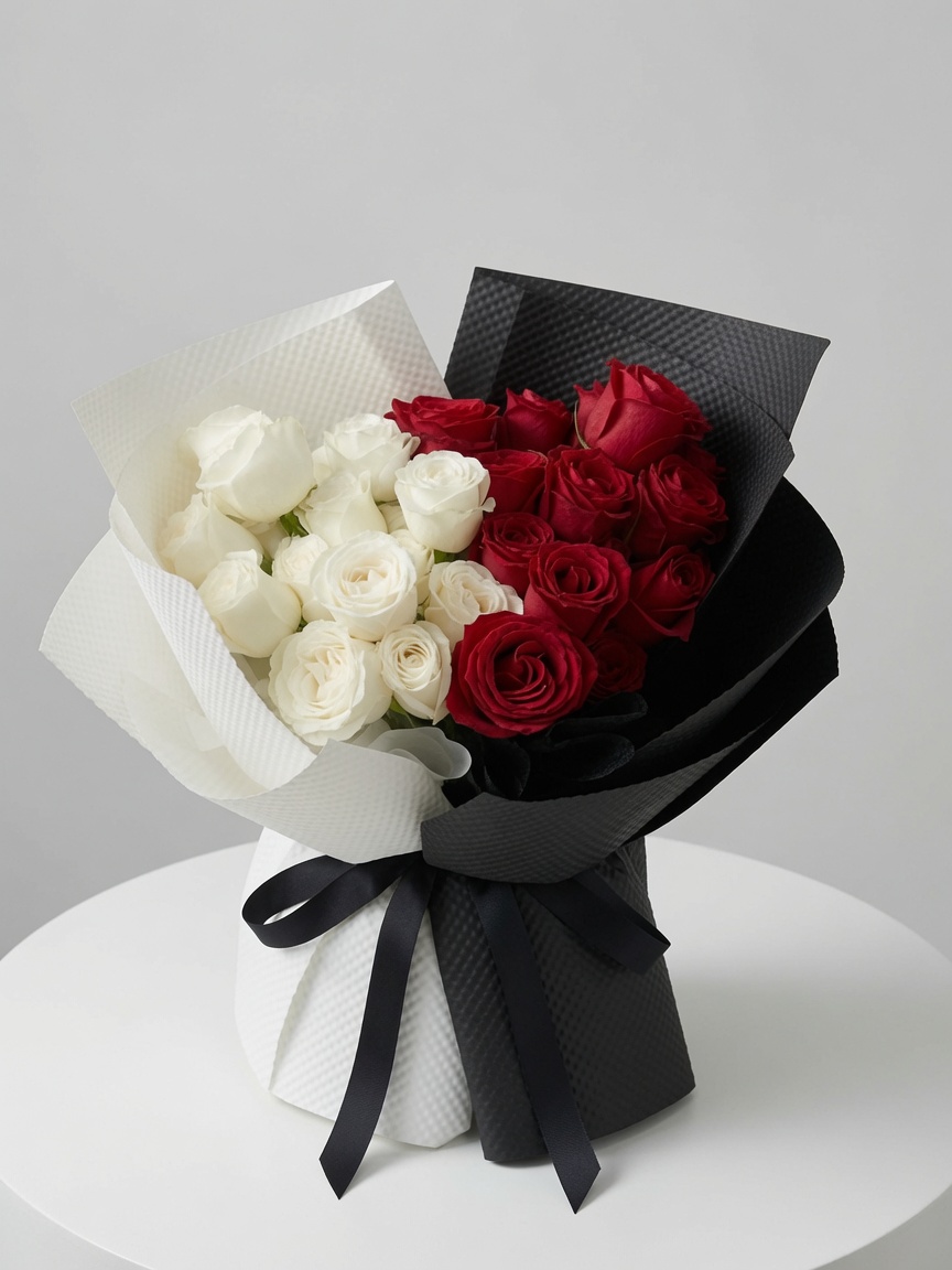 Pink White Red Rose Bouquet | Premium Gift Bouquet - Image 3