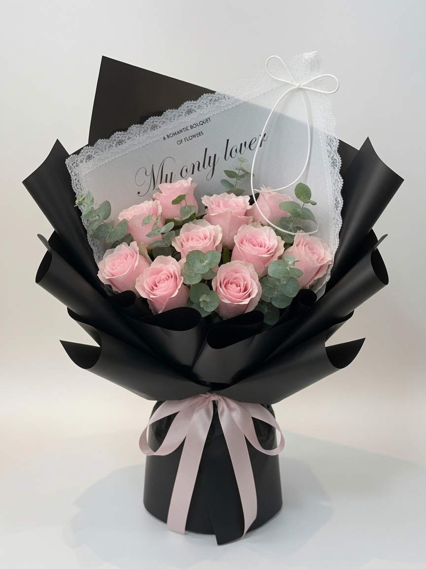 10 Stalks Rose Bouquet | Pink Red Rose Bouquet - Image 2