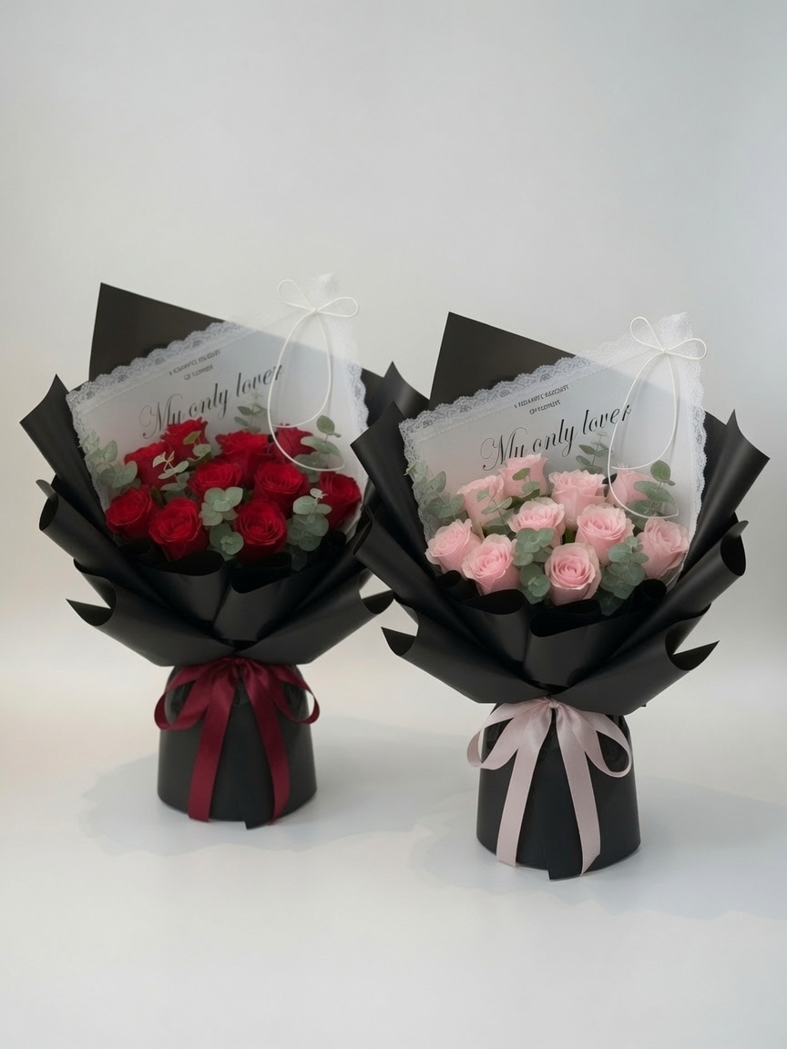 10 Stalks Rose Bouquet | Pink Red Rose Bouquet