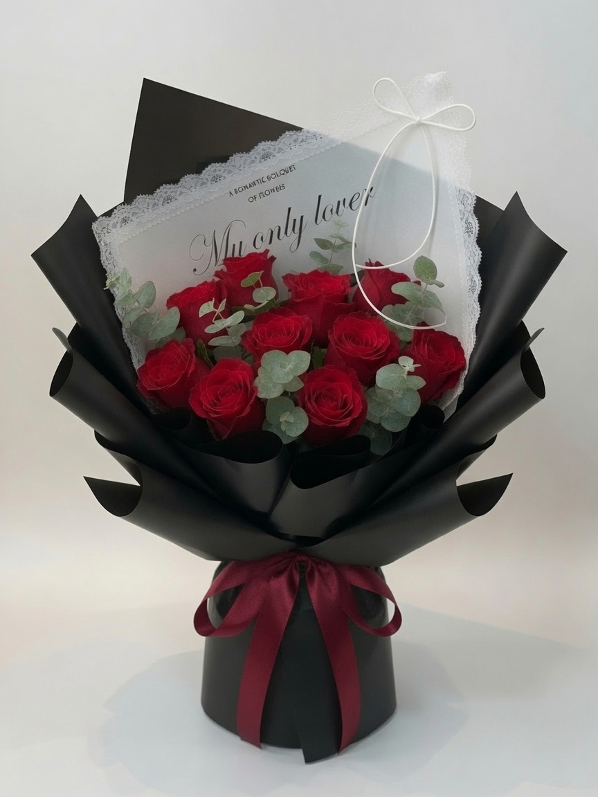 10 Stalks Rose Bouquet | Pink Red Rose Bouquet - Image 3