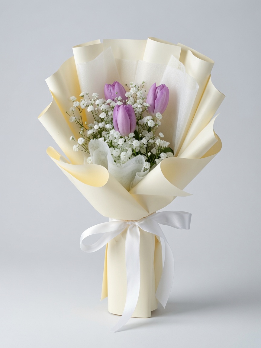 Tulip Bouquet Three Purple Softness