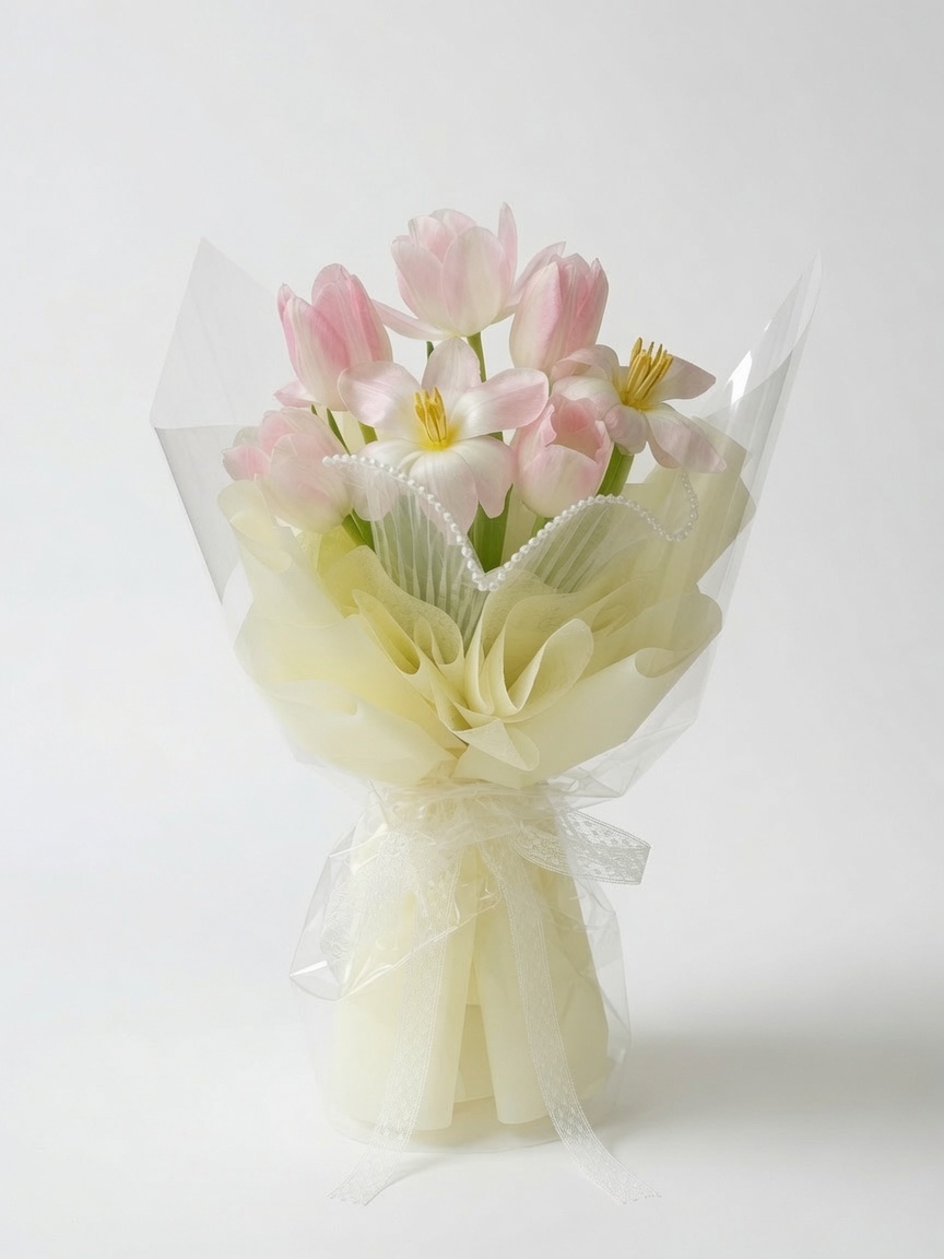 Tulip Bouquet Pastel Pink Dew