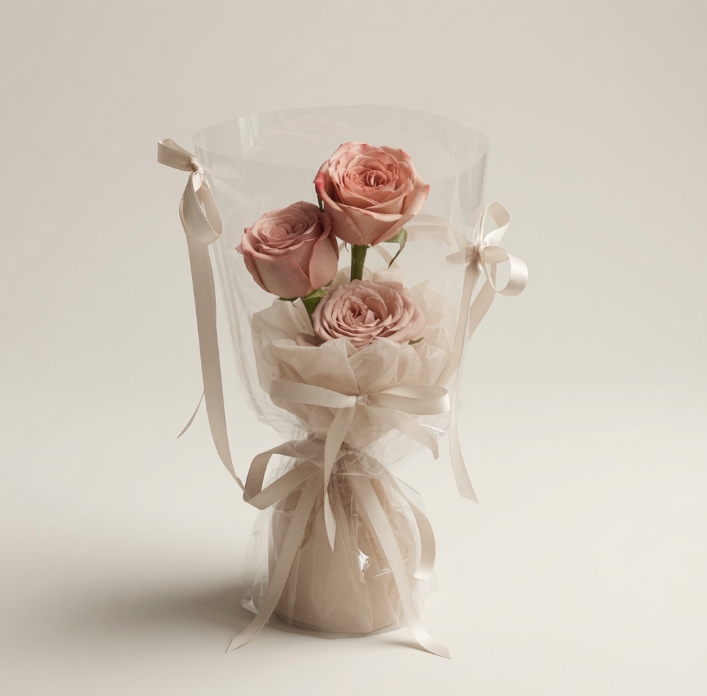 3 Stalks Rose Bouquet | Cappuccino Red Rose Bouquet - Image 3