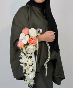 Artificial Bridal Hand Bouquet Blushing Cascade - Image 2