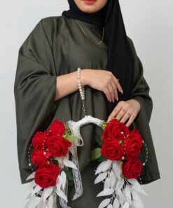 Artificial Bridal Hand Bouquet Scarlet Pearl Cascade - Image 2