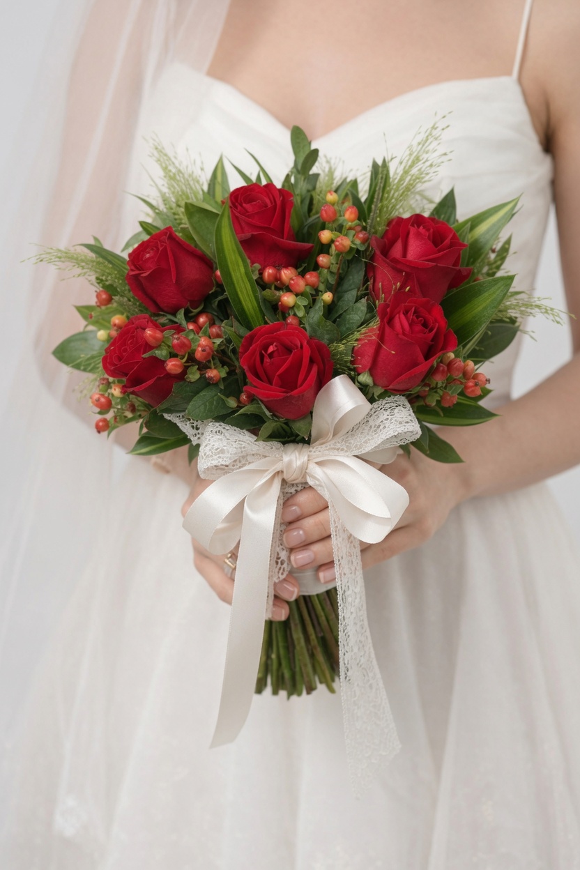 Bridal Hand Bouquet Crimson Romance