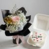 Single Rose with Baby Breath Bouquet & Bento Cake | Flower & Cake Set