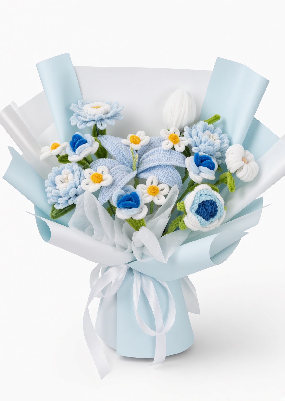 Crochet & Chenille Bouquet Blue Serenity