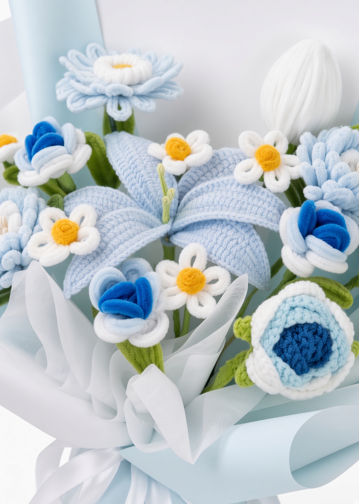 Crochet & Chenille Bouquet Blue Serenity - Image 2