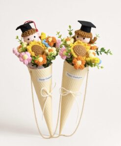 Crochet Cone Bouquet Graduate Sunshine