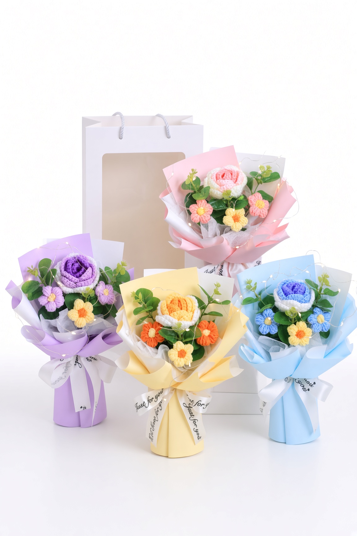 Crochet Rose Bouquet Mini Pastel