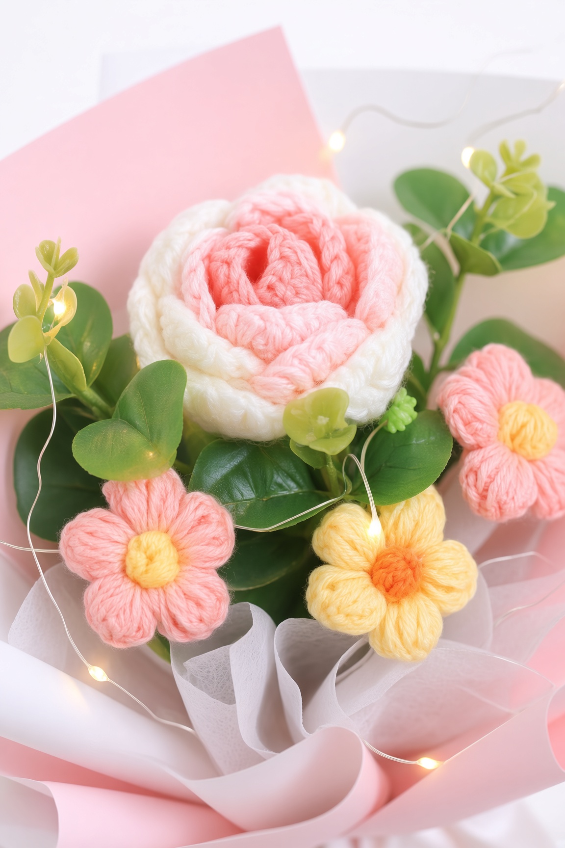 Crochet Rose Bouquet Mini Pastel - Image 3