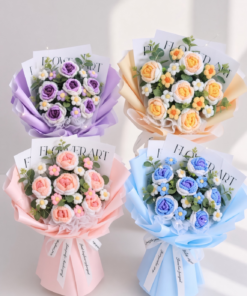 Crochet Rose Bouquet Pastel Garden