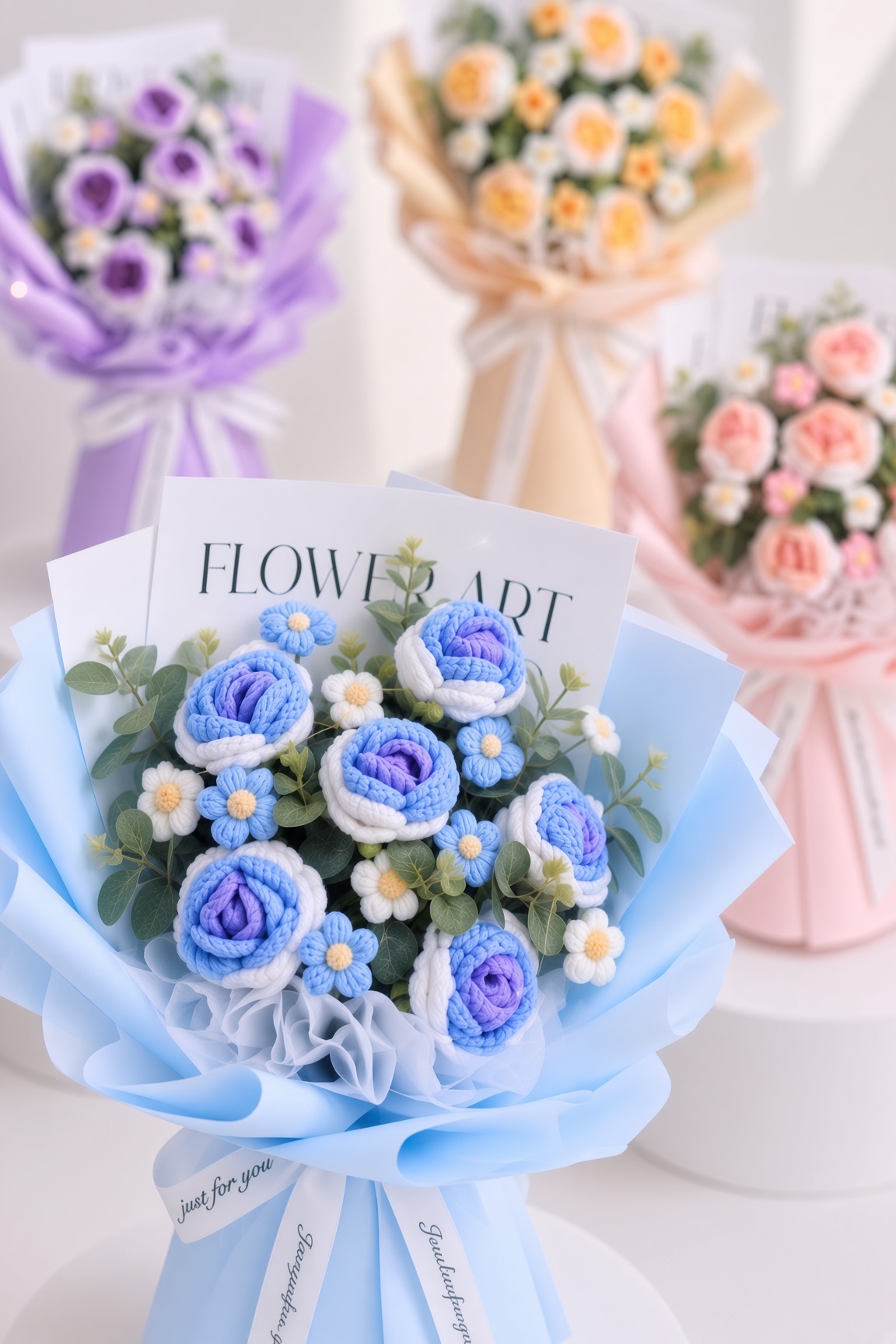 Crochet Rose Bouquet Pastel Garden - Image 2
