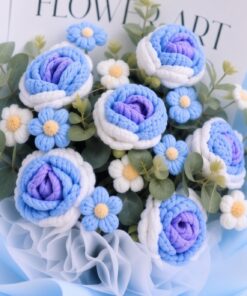 Crochet Rose Bouquet Pastel Garden - Image 3
