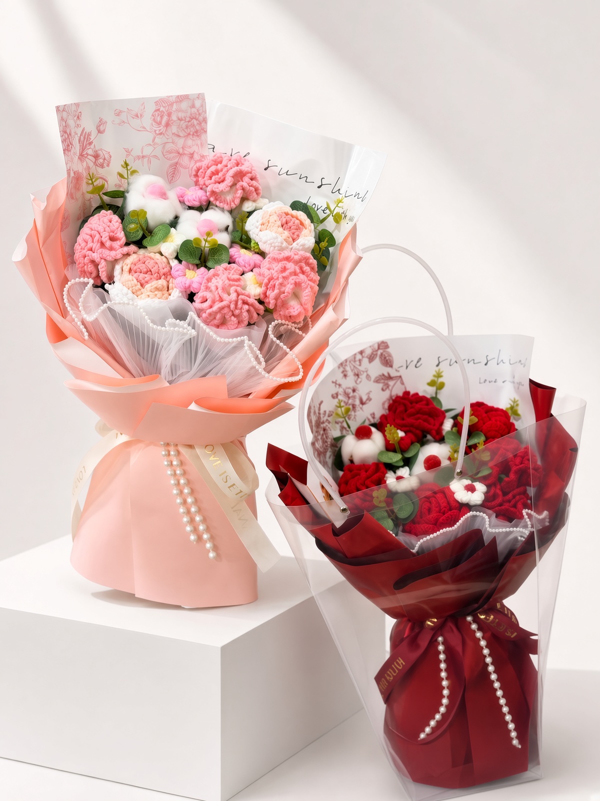 Crochet Rose Bouquet Pearl Romance
