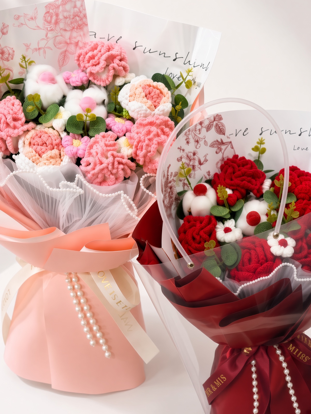 Crochet Rose Bouquet Pearl Romance - Image 2