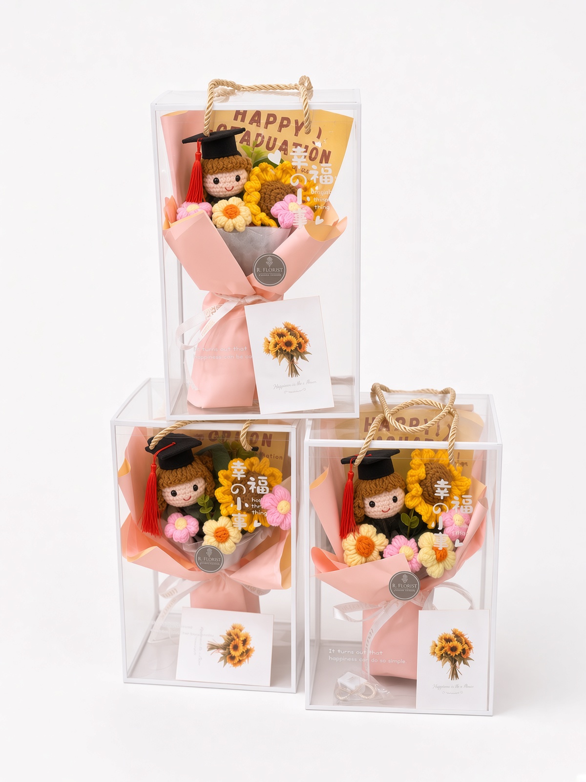 Crochet Doll Gift Bouquet Graduation Sunshine