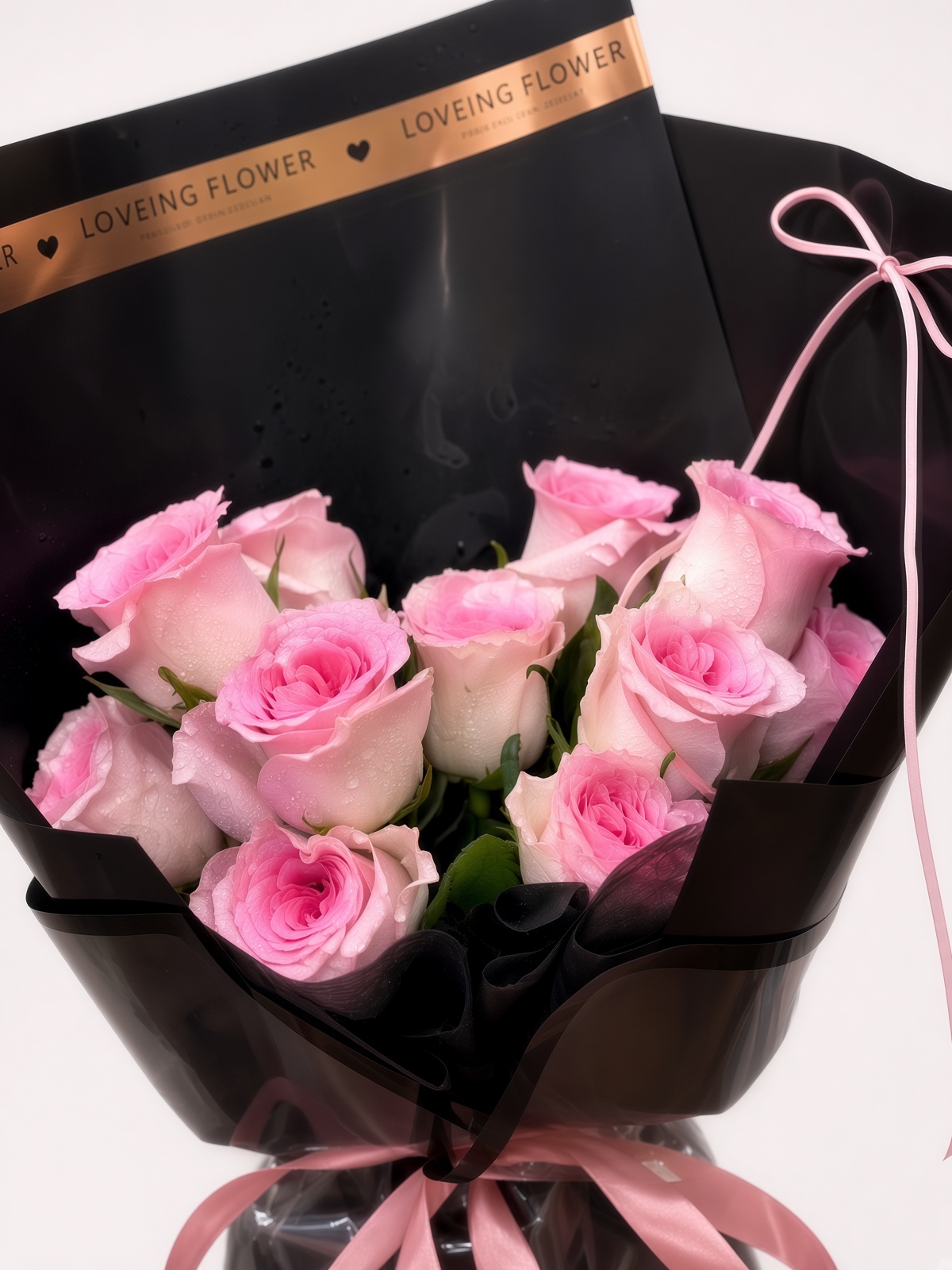 Pink Rose Bouquet | 9 stalks Rose Bouquet - Image 2
