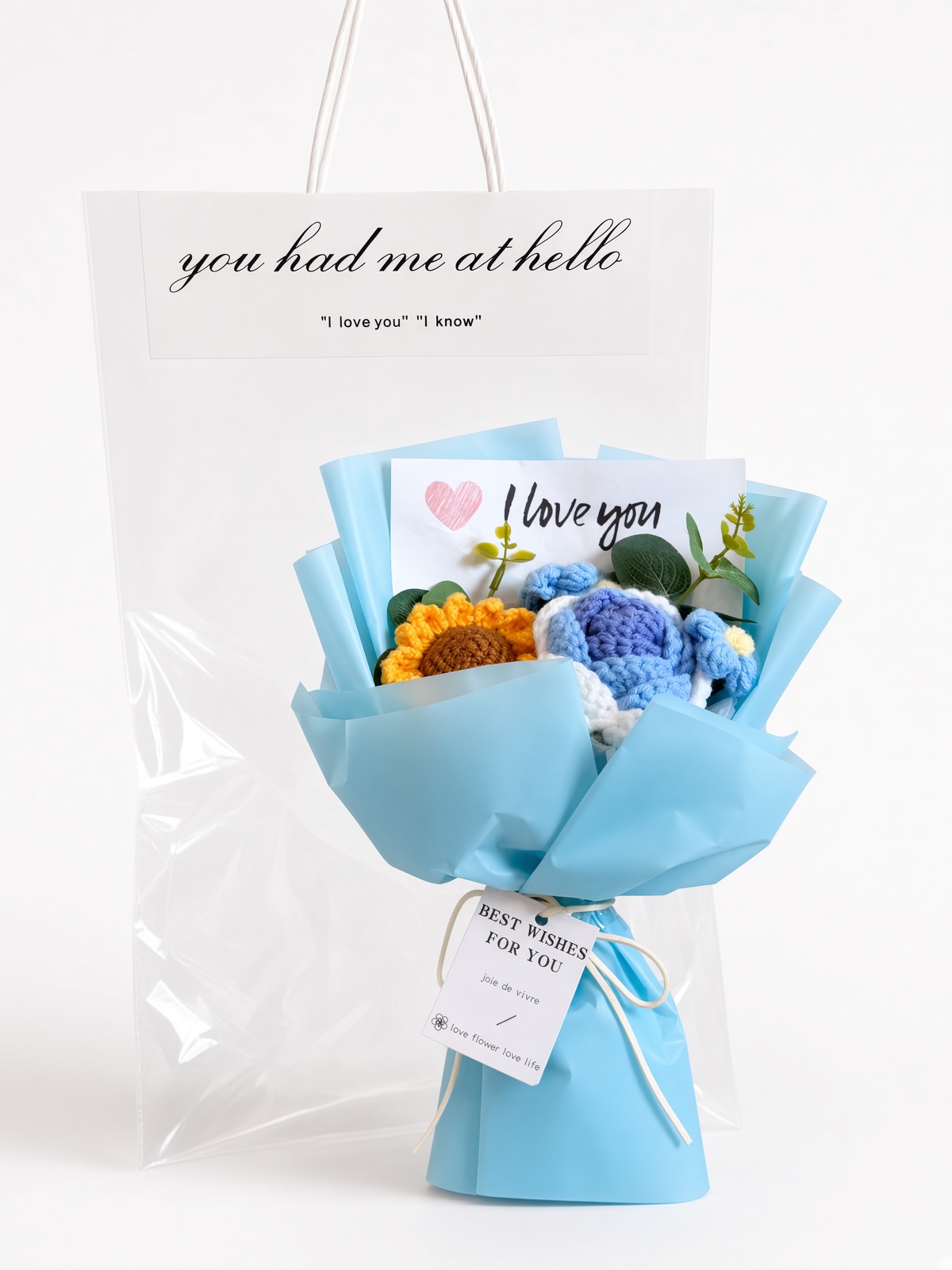 Crochet Bouquet Blue Sunshine