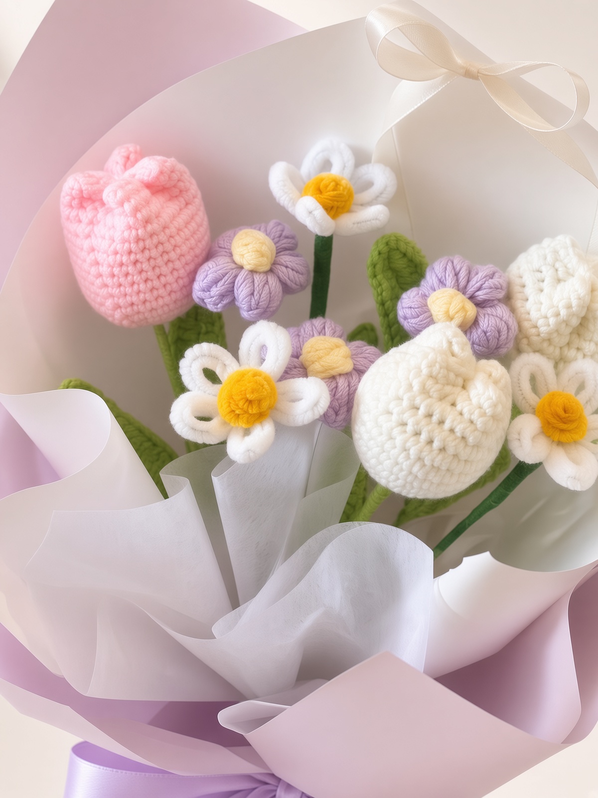Crochet Tulip Bouquet Lavender Meadow - Image 3