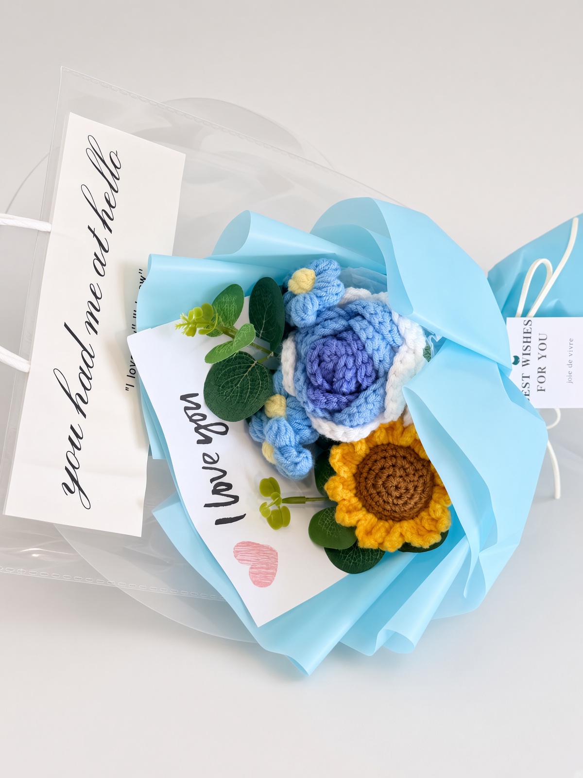 Crochet Bouquet Blue Sunshine - Image 2