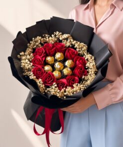 Red Soap Rose & Chocolate Ferrero Rocher Bouquet