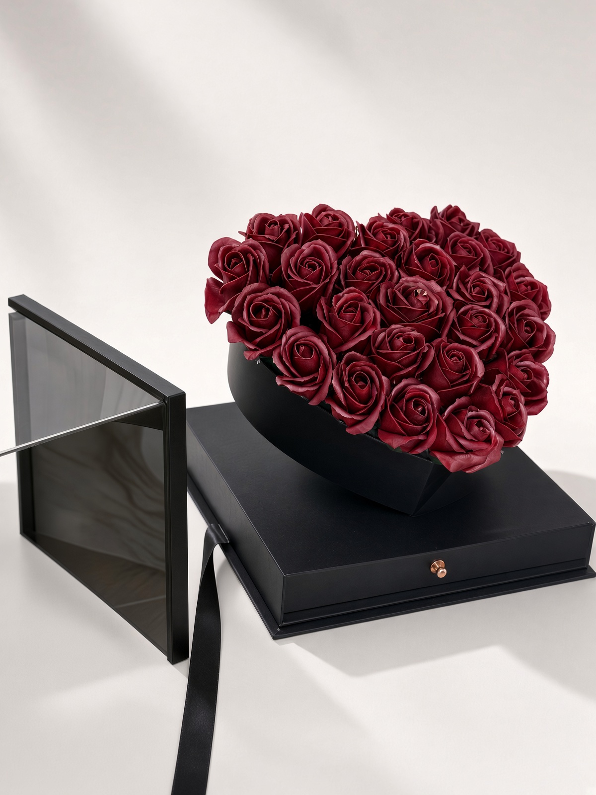 Soap Rose Heart Shape | Luxury Acrylic Box