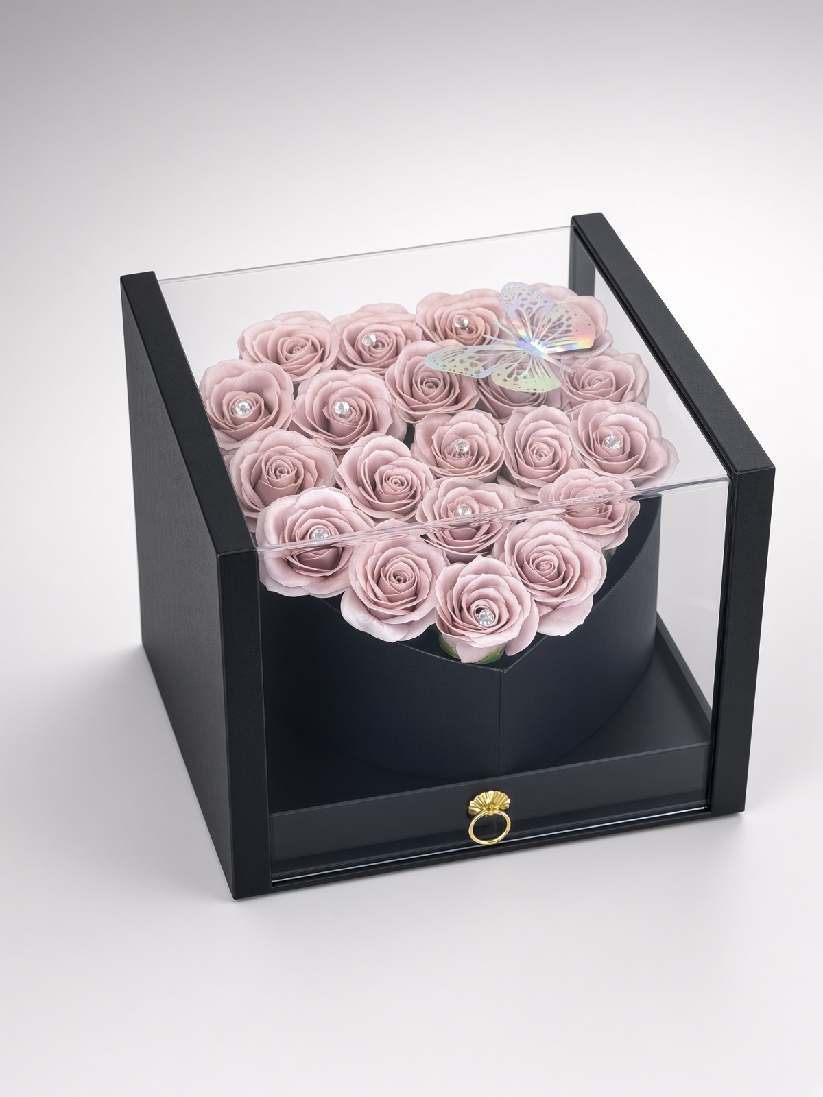 Soap Rose Heart Shape | Luxury Acrylic Box
