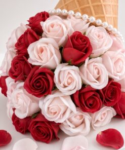 Rose Ice Cream Soap Flower Cone | Red & Blush Acrylic Gift Box - Image 2