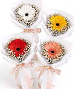 Gerbera Daisy with Baby Breath Bouquet | Single Stalk Bouquet