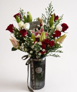 Red Rose & Lily Fresh Mixed Vase Arrangement