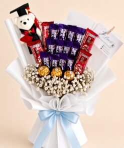 Graduation Chocolate Bouquet | Cadbury Dairy Milk, KitKat, Ferrero & Teddy Bear