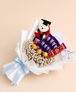 Graduation Chocolate Bouquet | Cadbury Dairy Milk, KitKat, Ferrero & Teddy Bear - Image 2