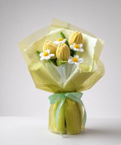 Chenille Tulip Bouquet with Chamomile | Handmade Flower Gift - Image 3