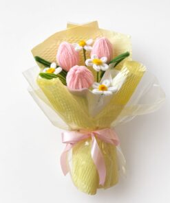 Chenille Tulip Bouquet with Chamomile | Handmade Flower Gift - Image 4