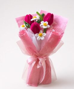 Chenille Tulip Bouquet with Chamomile | Handmade Flower Gift - Image 5