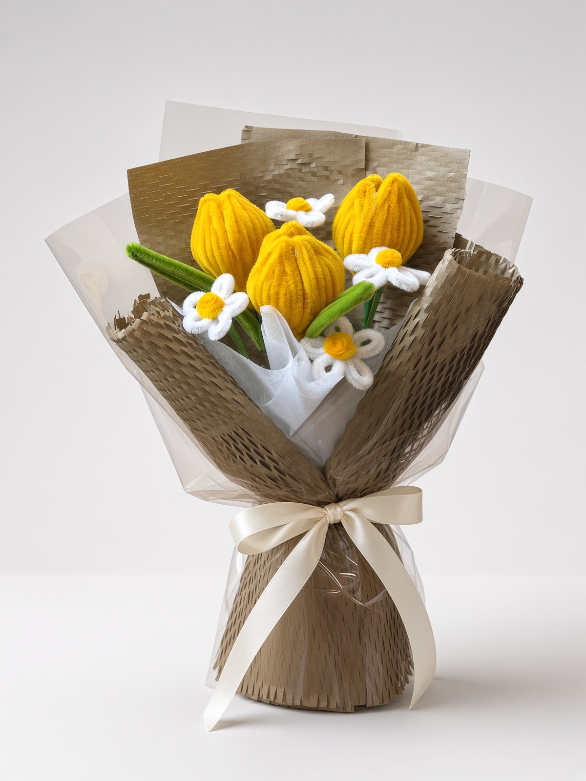Chenille Tulip Bouquet with Chamomile | Handmade Flower Gift - Image 6