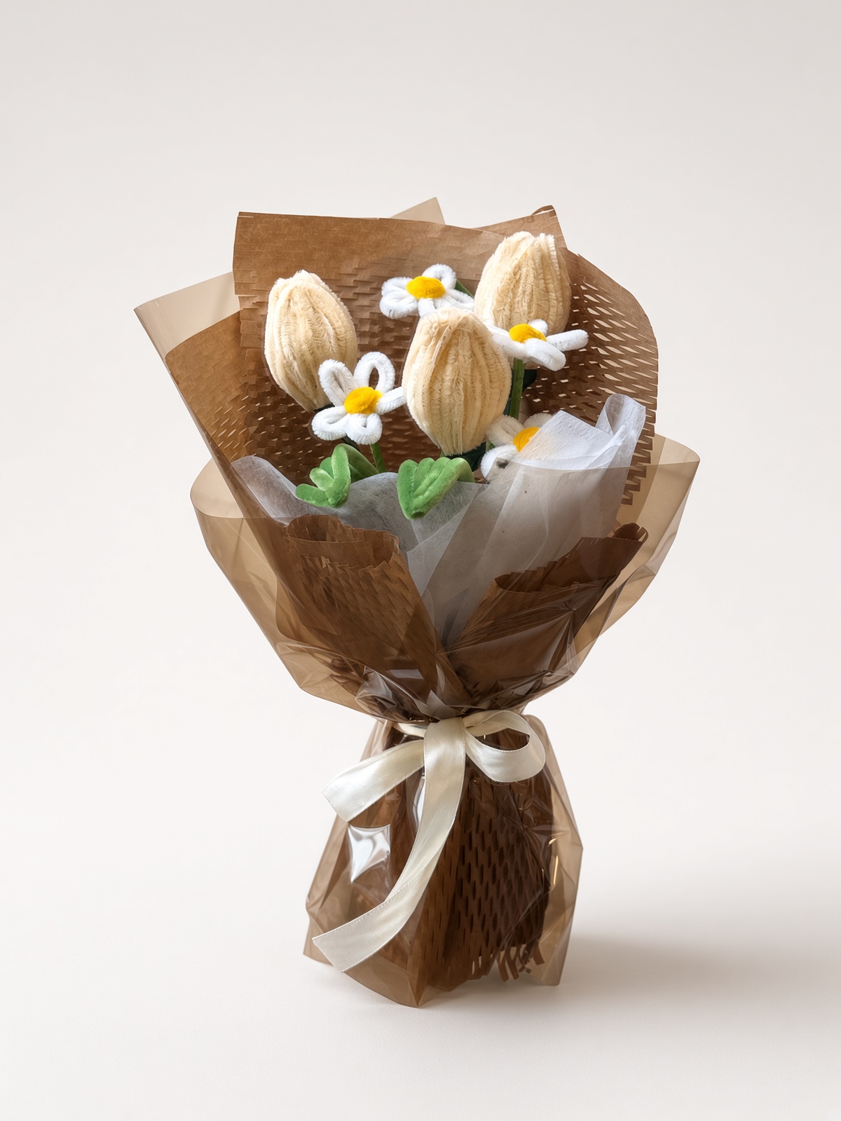 Chenille Tulip Bouquet with Chamomile | Handmade Flower Gift - Image 7