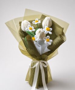 Chenille Tulip Bouquet with Chamomile | Handmade Flower Gift - Image 2