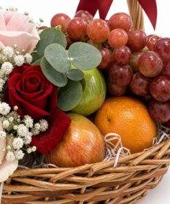 Rose Fresh Fruit Basket | Roses, Grapes & Seasonal Fruits - Image 2