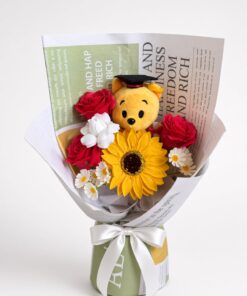 Pooh Bear Sunflower Graduation Soap Flower Bouquet