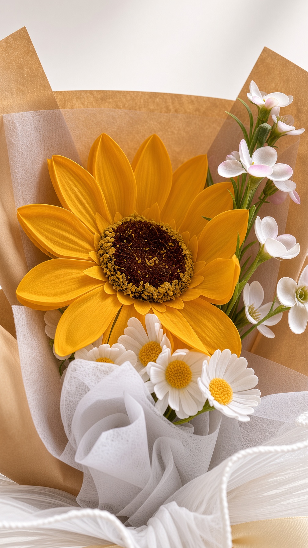 Sunflower Bouquet Soap Flower Single Stalk - Image 2