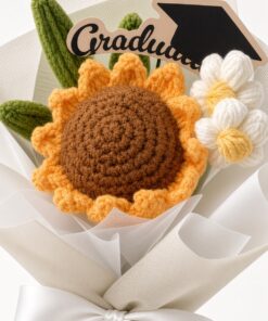 Crochet Sunflower Graduation Bouquet | Handmade Flower - Image 2